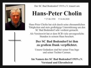 Nachruf Cholin Hans Peter 100Mm3Sp 4C 200420